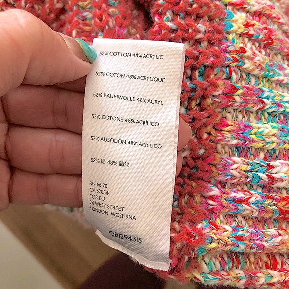 Free People Cable Knit Oversized Sweater Size Large Multicolored - Picture 2 of 9